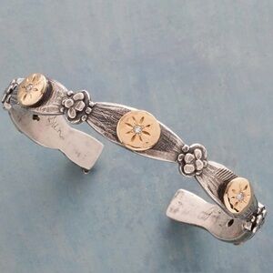Jes MaHarry “Kalalau” silver, gold and 5 diamond bracelet. 2 sizes. New in box.